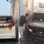 Mobil Toyota Alphard milik Via Vallen tampak ludes terbakar.