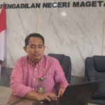 Juru Bicara Pengadilan Negeri Magetan, Deddi Alparesi, saat dikonfirmasi awak media. Foto: ANTON/HB