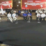 Empat paslon Bupati dan Wakil Bupati Tulungagung saat mengikuti debat perdana yang digelar KPU, Jumat (25/10/2024) malam lalu.