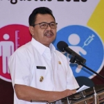 Wabup Pungkasiadi ketika berbicara dalam Rapat Kerja Kesehatan Daerah (Rakersda) Kabupaten Mojokerto Tahun 2018. 