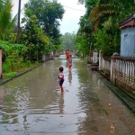 Genangan air yang merendam salah satu desa di Balongpanggang.