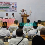 Ketua Umum DPC HKTI Kabupaten Probolinggo, Agus Salehuddin Yamin, saat memberi sambutan. Foto: ANDI SIRAJUDIN/BANGSAONLINE