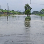 Jalan Raya Porong Sidoarjo tergenang air. (foto: ist)