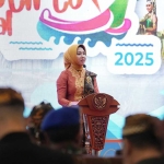 Wali Kota Mojokerto Ika Puspitasari saat memberikan sambutan dalam Umbul Dungo Mojotirto Festival.