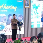 Menteri ATR/BPN, Nusron Wahid, saat memberi sambutan.