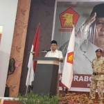 Fungsionaris DPP Gerindra, Bambang Haryadi, saat menghadiri pengukuhan pengurus anak cabang dan kaderisasi di Jember. Foto: Ist