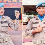 Dua personel Polresta Malang Kota yang menerima penghargaan dari PBB.