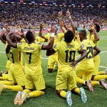 Pemain Ekuador merayakan kemenangan atas Qatar pada laga pembuka Piala Dunia 2022. 