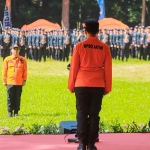 Wagub Jatim saat memimpin Apel Kesiapsiagaan Kebakaran Hutan dan Lahan di Kebun Raya Purwodadi, Kabupaten Pasuruan.
