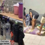 Tangkapan layar penggerebekan warung yang menjual minuman keras oleh petugas dari Polsek Rungkut.