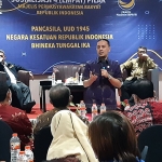 Anggota MPR RI dari Fraksi NasDem, Willy Aditya, saat Sosialisasi 4 Pilar Kebangsaan di Sidoarjo. Foto: Ist