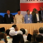 Capres nomor urut 02, Prabowo Subianto memberikan pidato kebangsaan di Dyandra Convention Hall, Surabaya. Foto : DIDI ROSADI/BANGSAONLINE