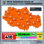 Peta sebaran Covid-19 di Kabupaten Tuban. (foto: ist).