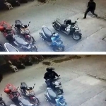 Rekaman CCTV saat pelaku membawa kabur motor Honda Scoopy milik Janda berinisial YSP (36).