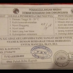 Bukti penarikan sumbangan sukarela penanggulangan penyakit demam berdarah yang mengatasnamakan Dinkes Pacitan.