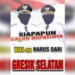 Banner berisikan dukungan bacawabup dari Gresik Selatan yang beredar di medsos. foto: ist.