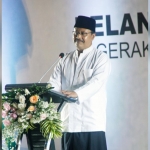 Wali Kota Saifullah Yusuf menyampaikan sambutan saat menghadiri pelantikan PC GP Ansor Kota Pasuruan.