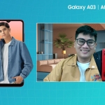 SEJUTAAN: MX Product Marketing Manager Samsung Electronics Indonesia Ricky Bunardi menunjukkan Galaxy A03 Series, Selasa (31/5/2022). foto: ist.