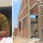 Adi Mahendarto (kiri) dan Saat Kepala Sekolah TK Darul Ulum memantau pembangunan. 