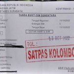 Surat keterangan pengganti SIM dari Satpas Colombo Surabaya.