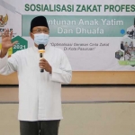 Wali Kota Pasuruan Saifullah Yusuf saat sambutan dalam acara sosialisasi zakat profesi sekaligus santunan anak yatim dan dhuafa’.