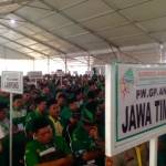 Para pengurus PC GP Ansor yang menjadi peserta saat mengikuti pembukaan Kongres Ansor ke-15 di Pesantren Pandanaran Yogyakarta. Foto: kedaulatan rakyat (FX Harminanto)