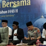 Ketua PCNU Kota Kediri, KH. Abu Bakar Abdul Jalil, saat memberi sambutan. Foto: Ist