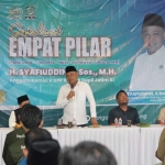 Anggota komisi V DPR RI, H. Syafiuddin, saat gelaran acara sosialisasi empat pilar di aula Partai Kebangkitan Bangsa (PKB) RE Martadinata.