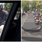 Tangkapan layar video viral pemotor yang rusak mobil di Tenggilis Mejoyo
