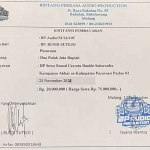 Salah satu kuitansi untuk penyewaan sound horeg di Kabupaten Pasuruan.