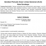 Pembukaan surat terbuka yang dikirim gerakan Ansor Lintas Generasi terkait kekisruhan kongres GP Ansor Surabaya