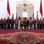 Prabowo Subianto saat mengumumkan susunan kabinet di Istana Merdeka, Jakarta Pusat, Minggu (20/10/2024)