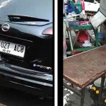 Mobil Nissan yang menabrak warung makan di Pasar Pucang.