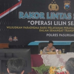 Wali Kota Pasuruan saat memberi sambutan dalam rapat koordinasi Operasi Lilin Semeru 2025.