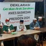 Gerakan Arek Suroboyo saat mendeklarasikan diri mendukung Anies Baswedan sebagai presiden 2024. Foto: Ist