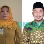 Kepala Dinsos Gresik, Ummi Khoiroh, dan Ketua DPRD Gresik Much Abdul Qodir. Kolase foto: SYUHUD/BANGSAONLINE
