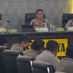 Suasana saat rapat koordinasi Operasi Pekat Semeru 2022 yang digelar Polrestabes Surabaya.