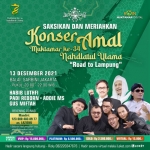 Panitia Muktamar ke-34 Nahdlatul Ulama akan menggelar konser amal di Balai Sarbini, Jakarta pada 13 Desember 2021, pukul 20.00-22.00 WIB.