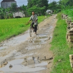 Kondisi jalan poros di Bojonegoro yang memprihatinkan.