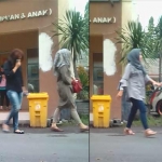 KN (kemeja hitam) dan FA (kerudung hijau) didampingi orang tuanya berada di depan kantor Unit PPA Satreskrim Polresta Sidoarjo.