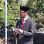 Plt. Wali Kota Pasuruan Raharto Teno Prasetyo saat membacakan amanat Menpora RI Zainudin Amali.
