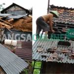 DIHAJAR PUTING BELIUNG: Tampak kondisi kandang ternak dan atap rumha milik warga usai disapu puting beliung. foto: suwandi/ BANGSAONLINE