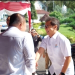 Menteri Kesehatan RI, Budi Gunadi Sadikin (kanan) saat diterima oleh Bupati Sampang, H. Slamet Junaidi di Pendopo Trunojoyo
