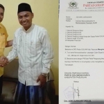 Drs Udik Djanuantoro IR dan M. Ashari Hasan (foto kiri), serta surat pernyataan sikap ketua DPD Partai Golkar Kabupaten Pasuruan (foto kanan).