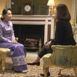 Aung San Suu Kyi diwawancarai oleh Mishal Husain untuk program Radio 4