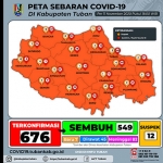 Peta Sebaran Covid-19 di Kabupaten Tuban. (foto: ist)