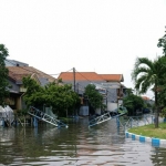 Salah satu genangan air banjir yang merendam desa di Sidoarjo. (foto: ist)