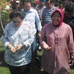 Wali Kota Surabaya Tri Rismaharini bersama Ketua Umum DPP PDI Perjuangan Megawati Soekarnoputri dalam perjalanan menuju Taman Harmoni di Surabaya beberapa hari lalu. foto: viva