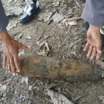 Mortir yang ditemukan pencari ikan di Balongbendo Sidoarjo berukuran sebesar lengan orang dewasa.