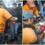 Anggota Polsek Rungkut saat mengidentifikasi temuan yang diduga janin di tong sampah Apartemen Gunawangsa Merr